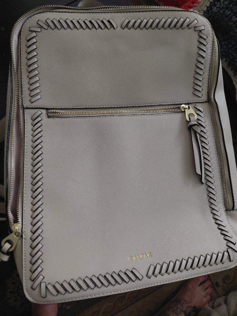 CALPAK Kaya 15" Laptop Backpack – Charcoal – Faux Leather Work Travel Excellent